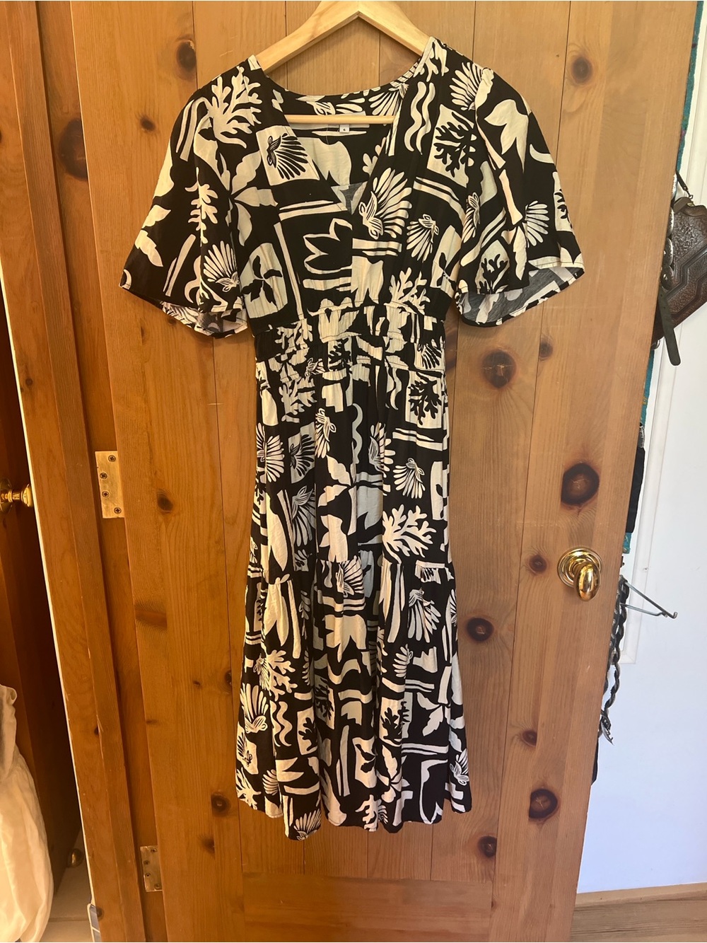 Poetry Black and White Floral Midi Dress